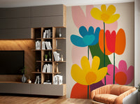 Abstract flower wallpaper in retro shades


