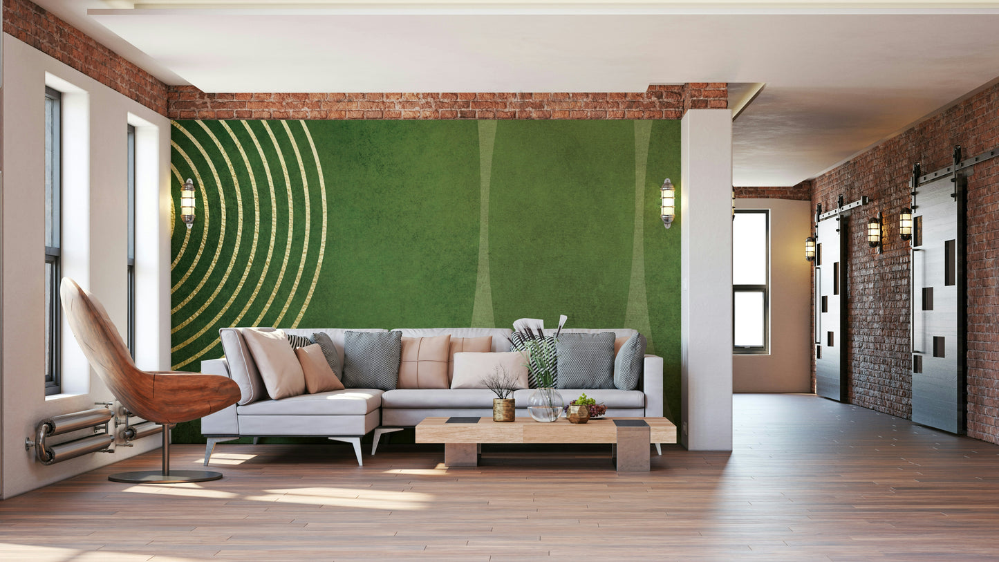 Mid Century Modern Green Wall Mural