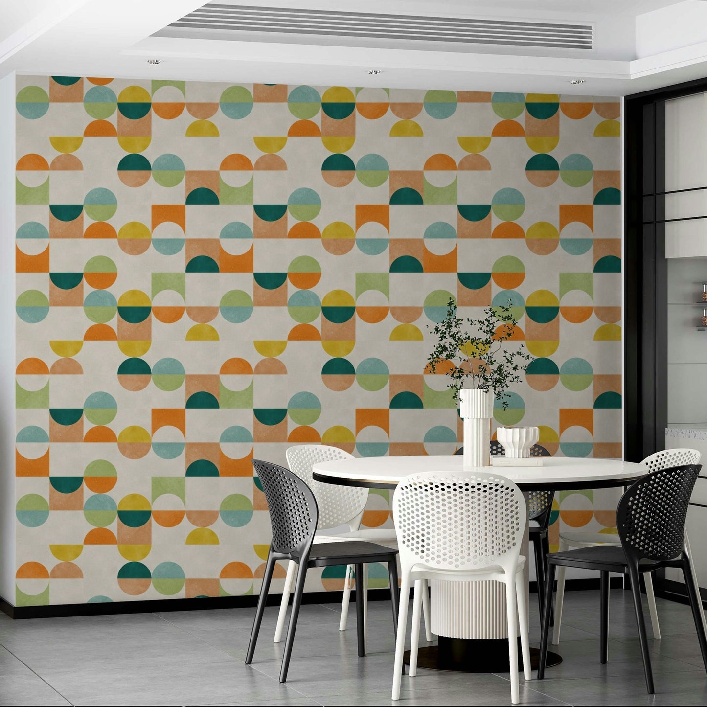 A close-up view of the detailed shapes and color blocking.

