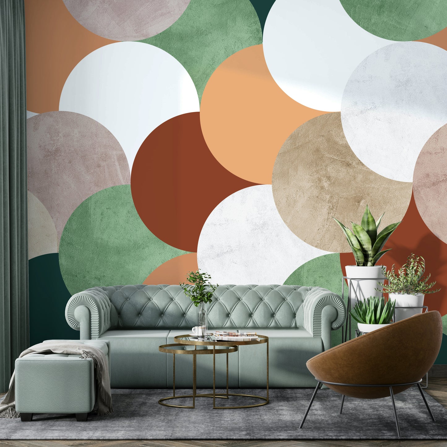Modern 70s wallpaper mural

