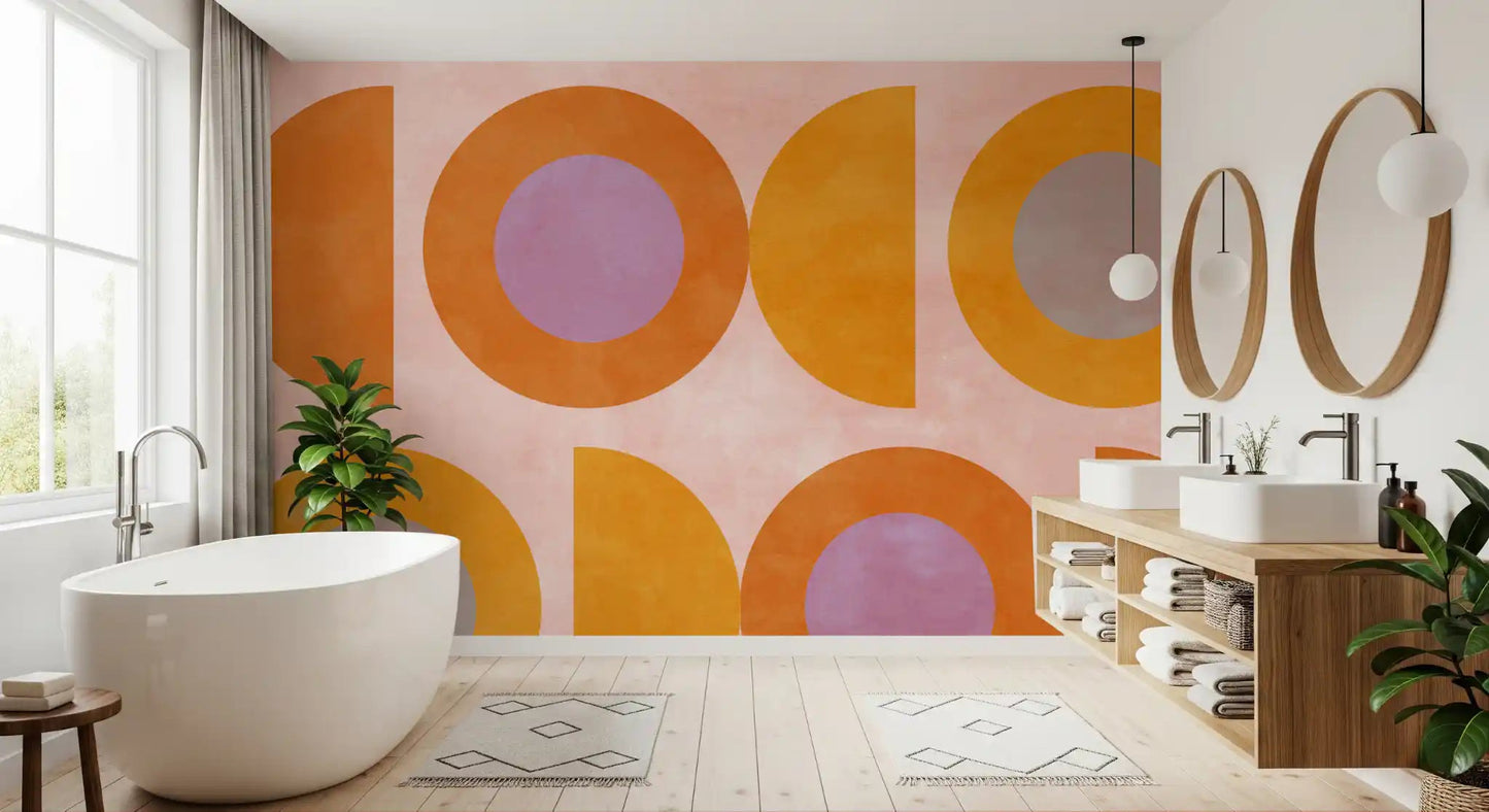 Mid-Century Sunset Shapes Wall Mural