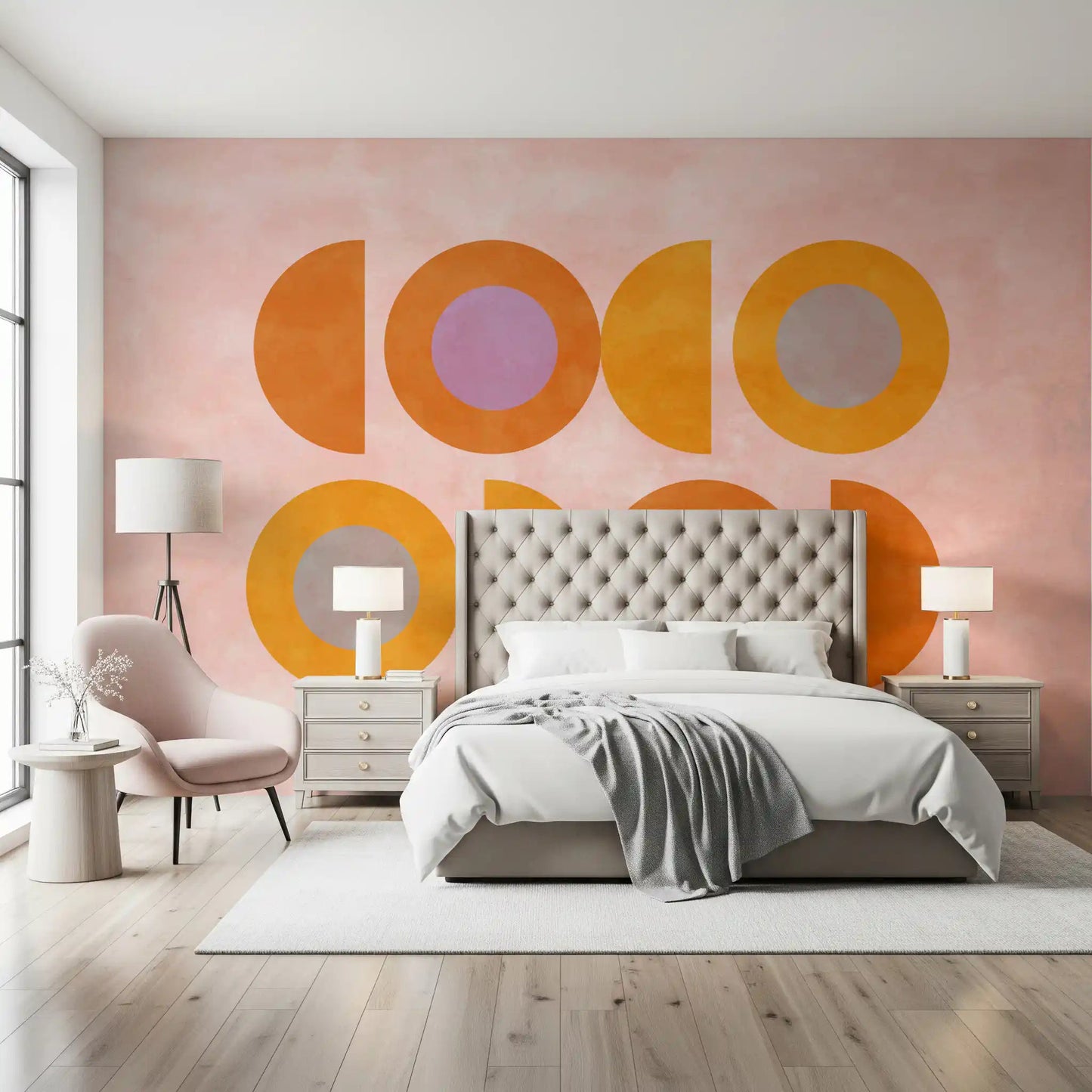 Mid-Century Sunset Shapes Wall Mural