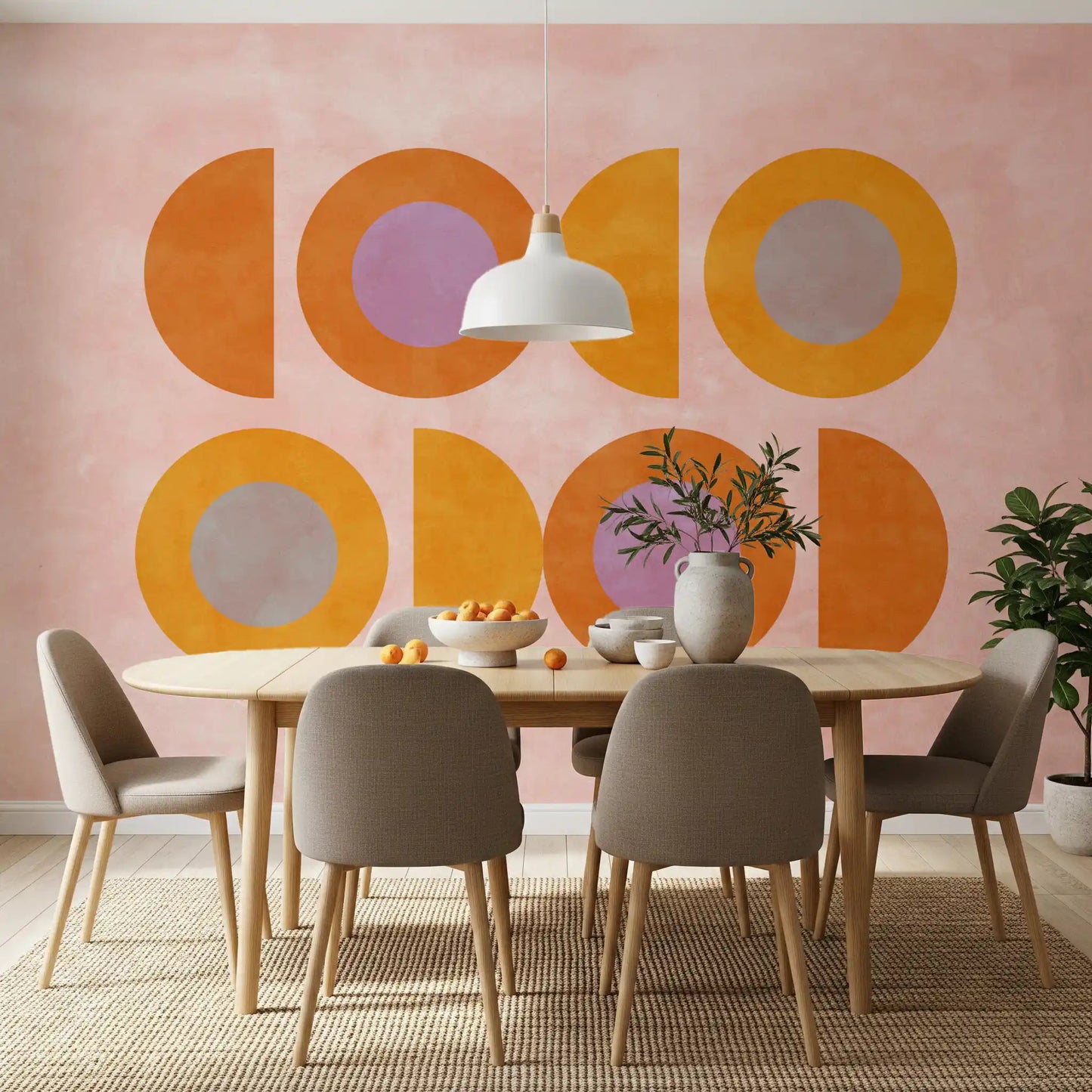 Mid-Century Sunset Shapes Wall Mural