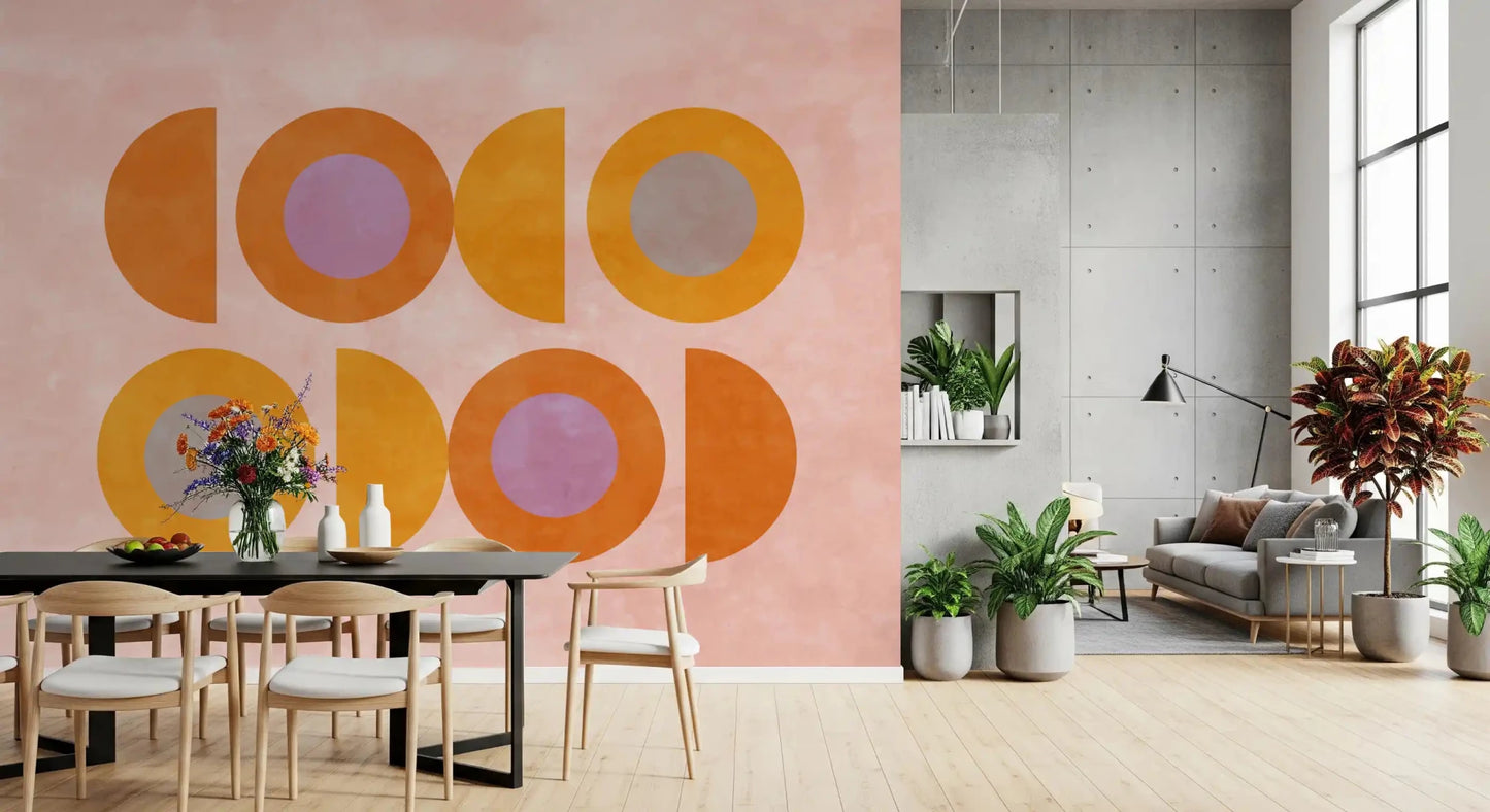 Mid-Century Sunset Shapes Wall Mural