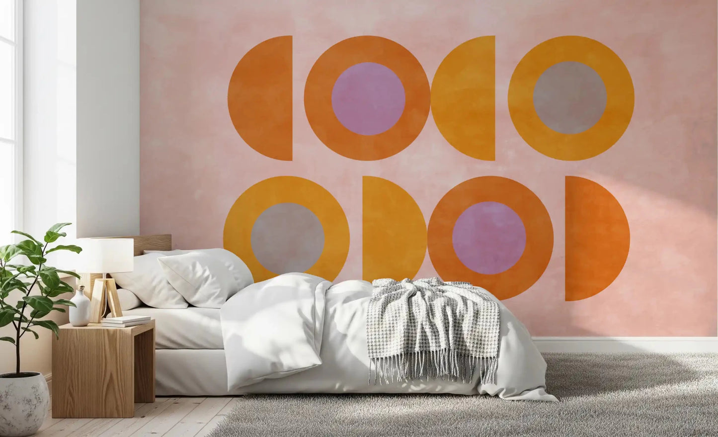 Mid-Century Sunset Shapes Wall Mural