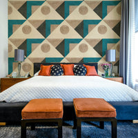 Wall mural for dining or study with retro style

