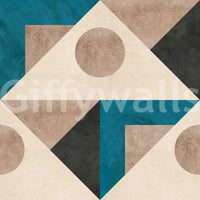 Teal wallpaper mural for timeless interior design

