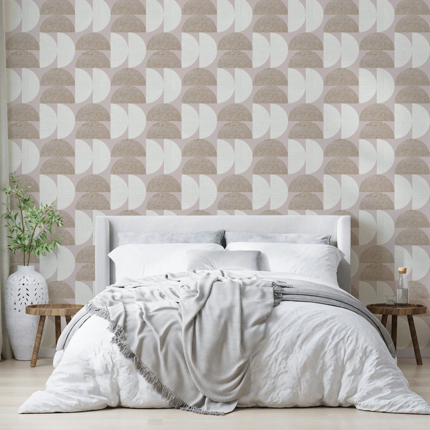 Statement wall using Mid Century modern wallpaper

