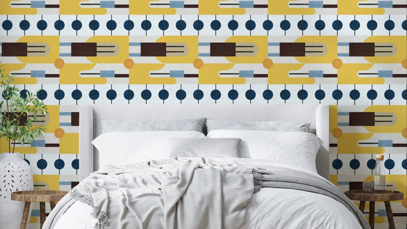 Mid Century Wallpaper with retro geometric pattern

