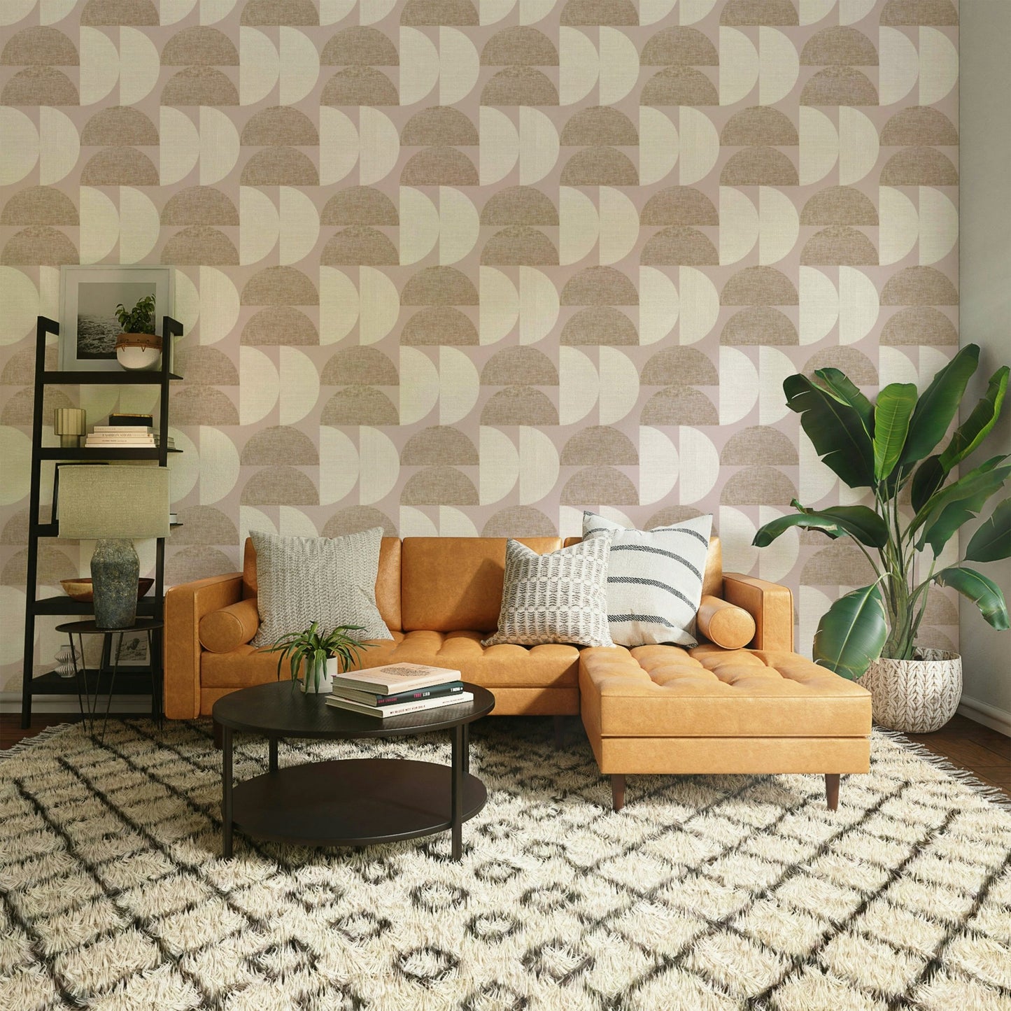 Playful oval pattern in mid-century themed decor

