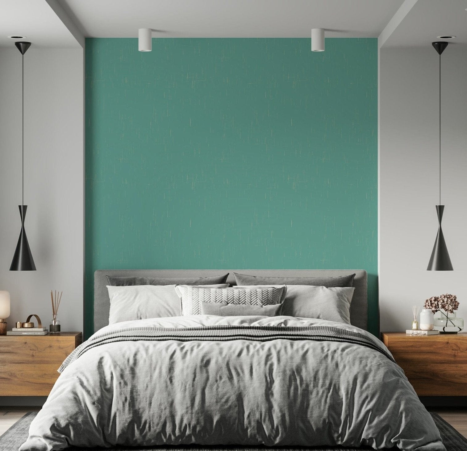 Texture Blue wallpaper, fine vertical lines, unique color, interior accent.