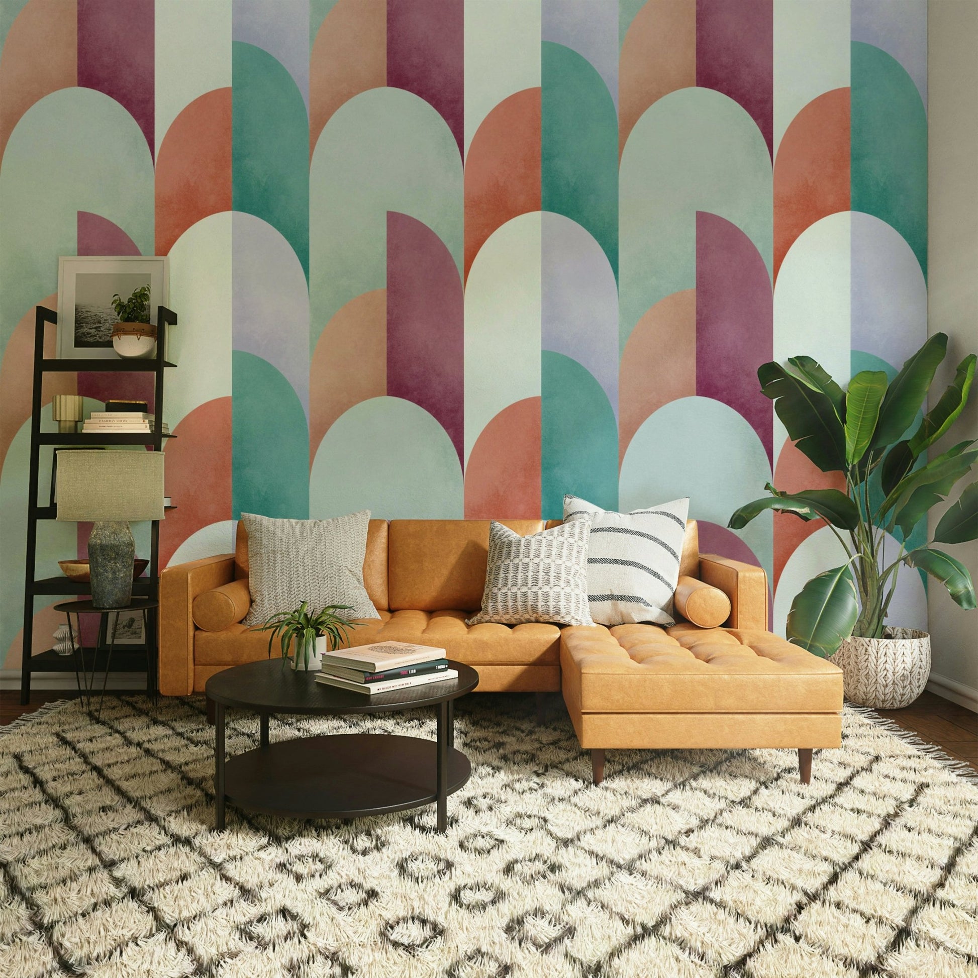 Mid Mod Geometry Sundown Wallpaper⁠