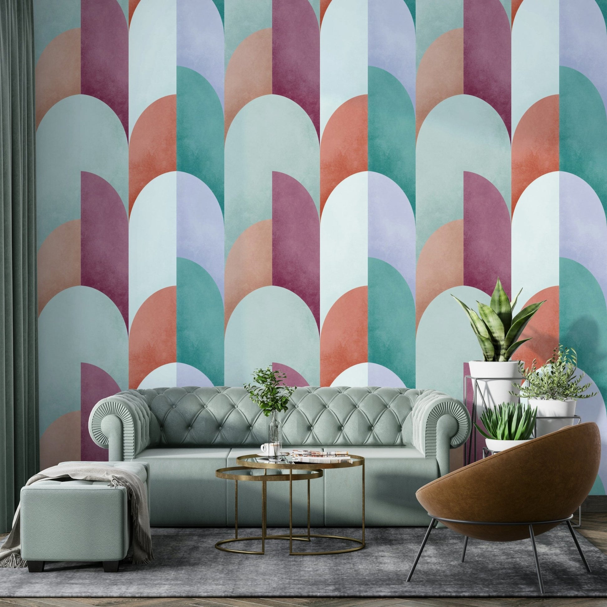 Mid Mod Geometry Sundown Wallpaper⁠