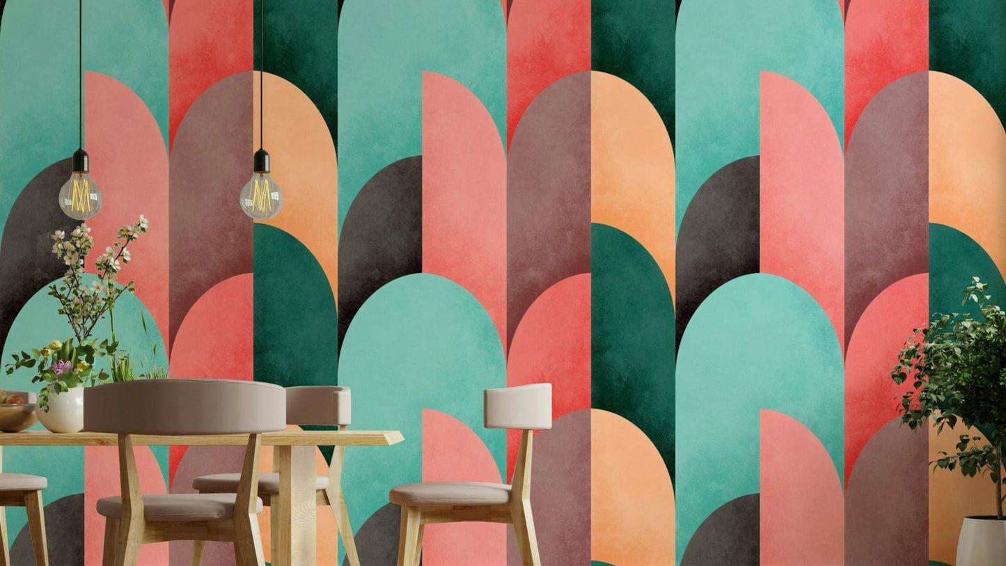 Mid Mod Geometry Sunrise Wallpaper⁠