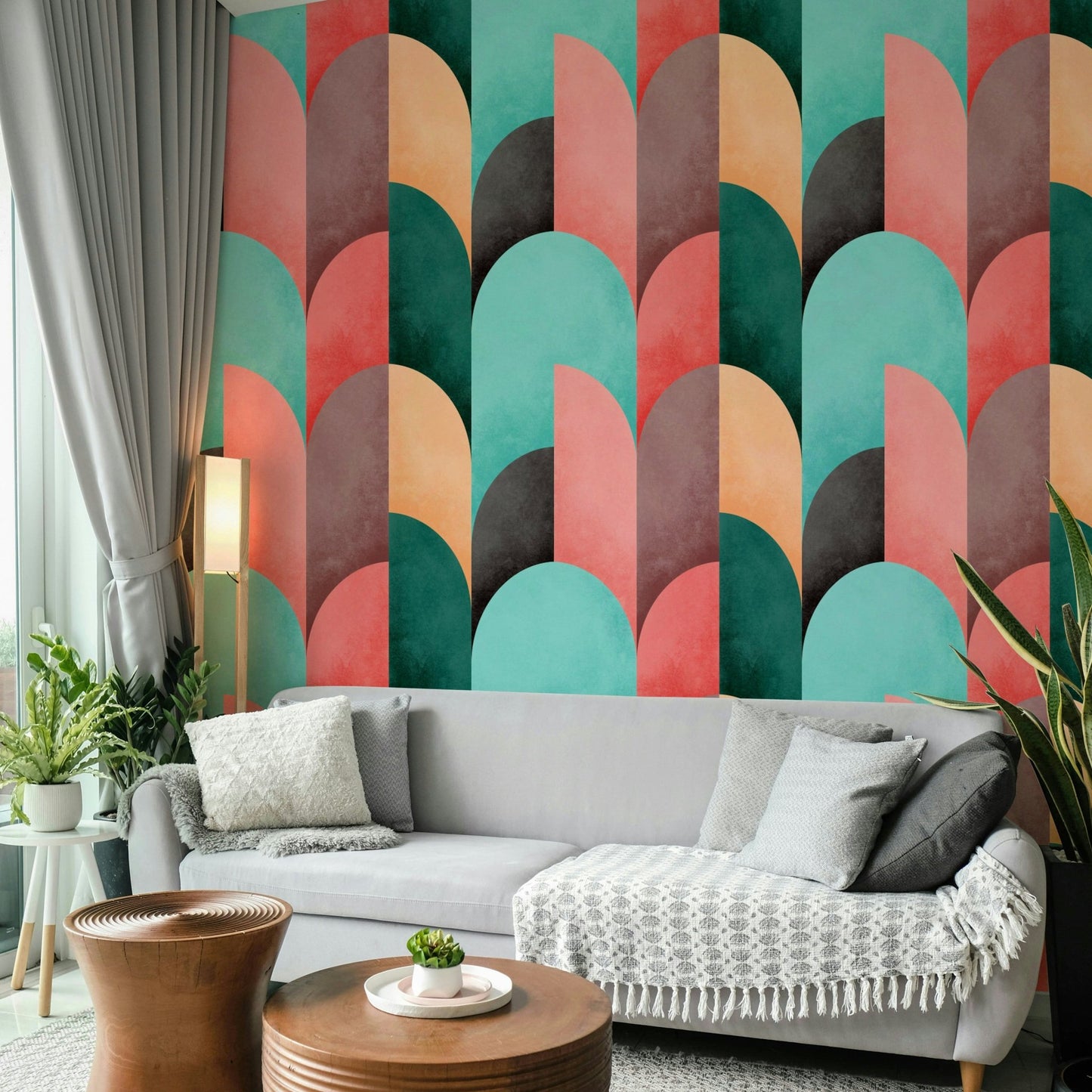 Mid Mod Geometry Sunrise Wallpaper⁠