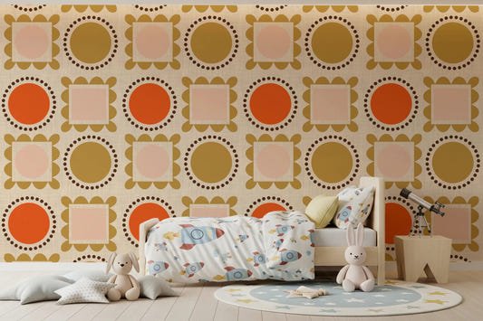 Mid Mod Pictures Frames - Beige Pink Ocher Wallpaper⁠