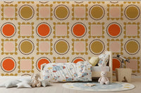 Mid Mod Pictures Frames - Beige Pink Ocher Wallpaper⁠