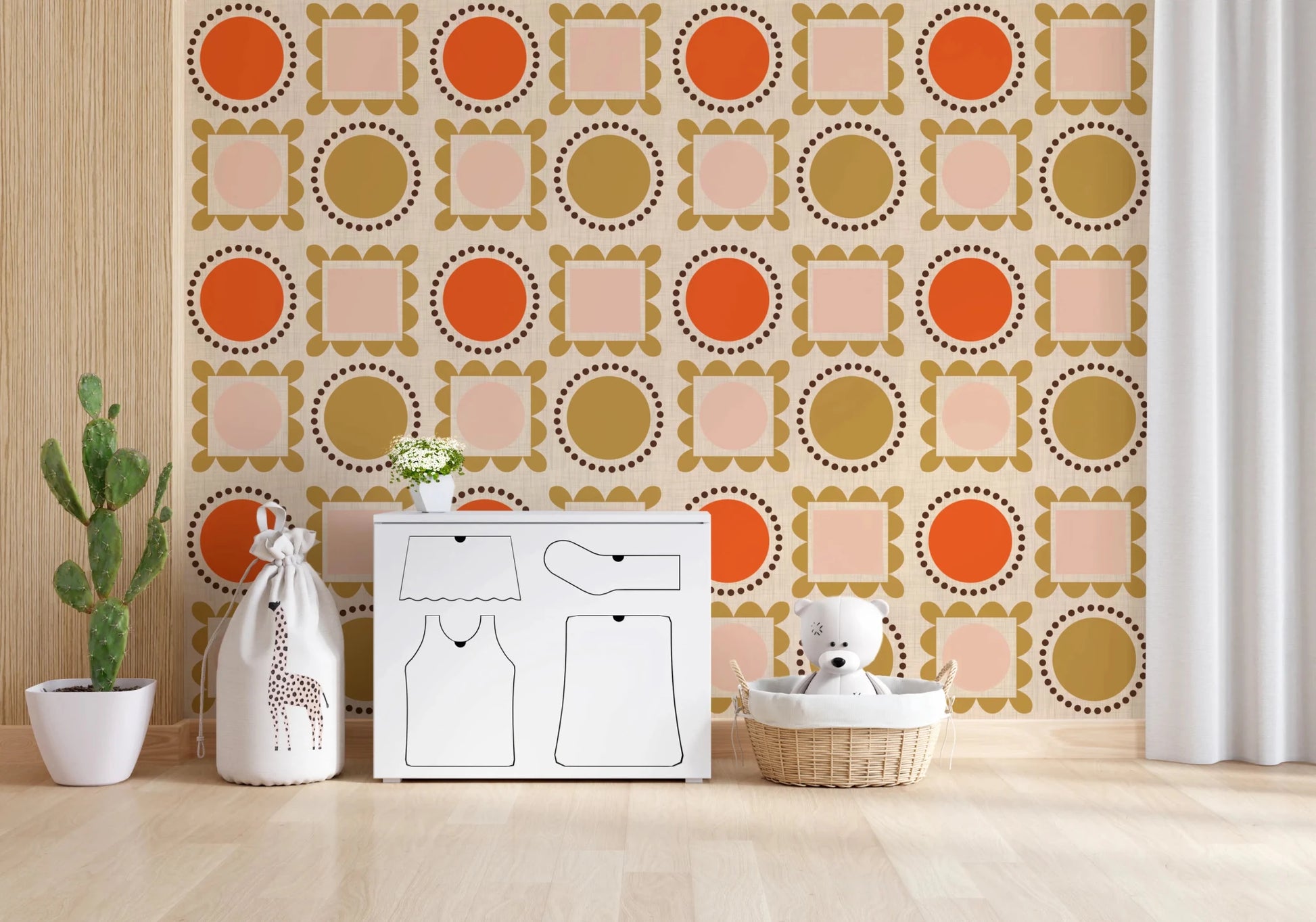 Mid Mod Pictures Frames - Beige Pink Ocher Wallpaper⁠