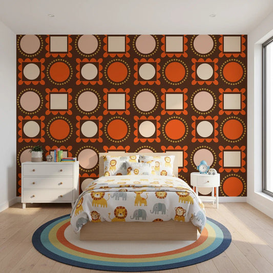 Mid Mod Pictures Frames - Chocolate Ocher Terracotta Wallpaper⁠