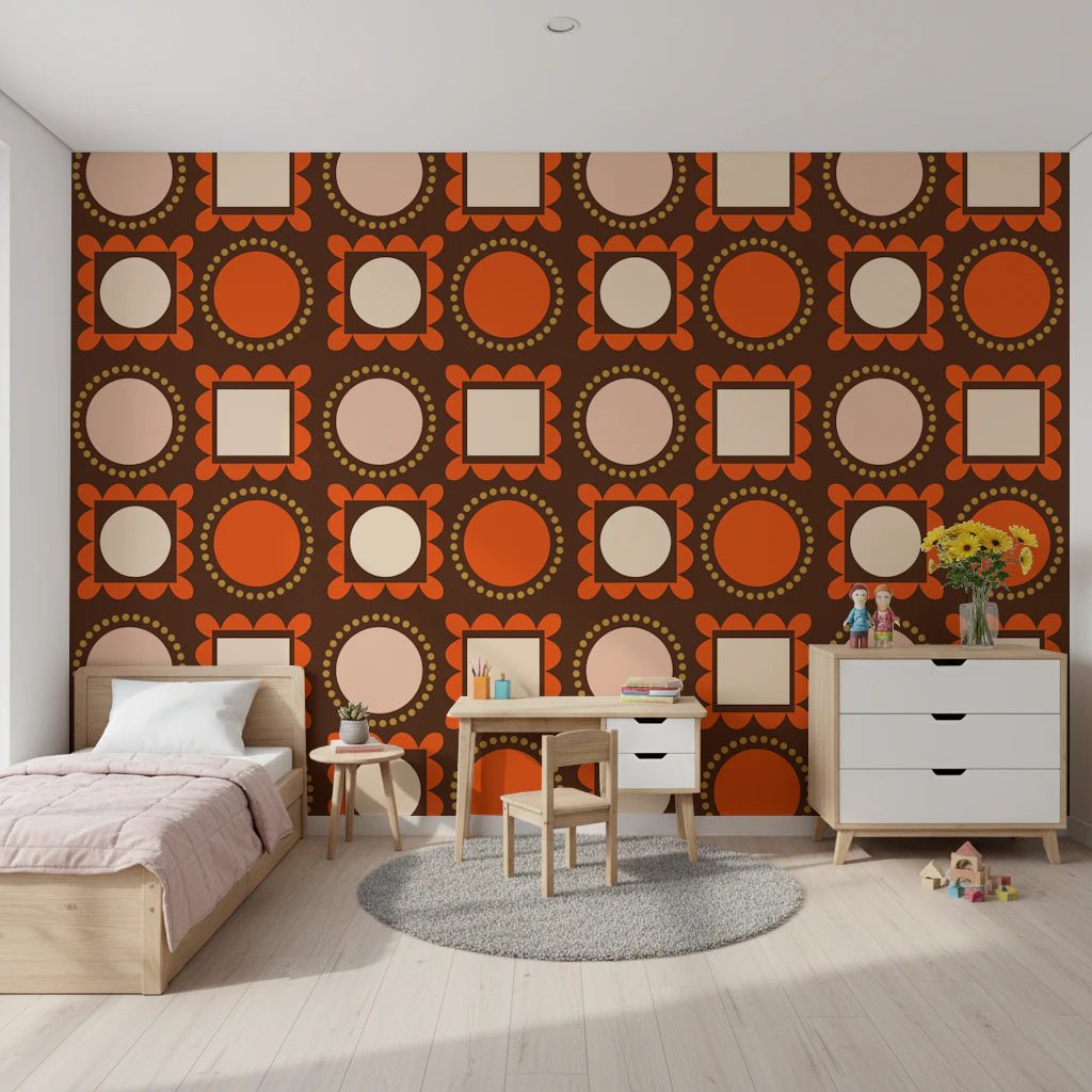 Mid Mod Pictures Frames - Chocolate Ocher Terracotta Wallpaper⁠