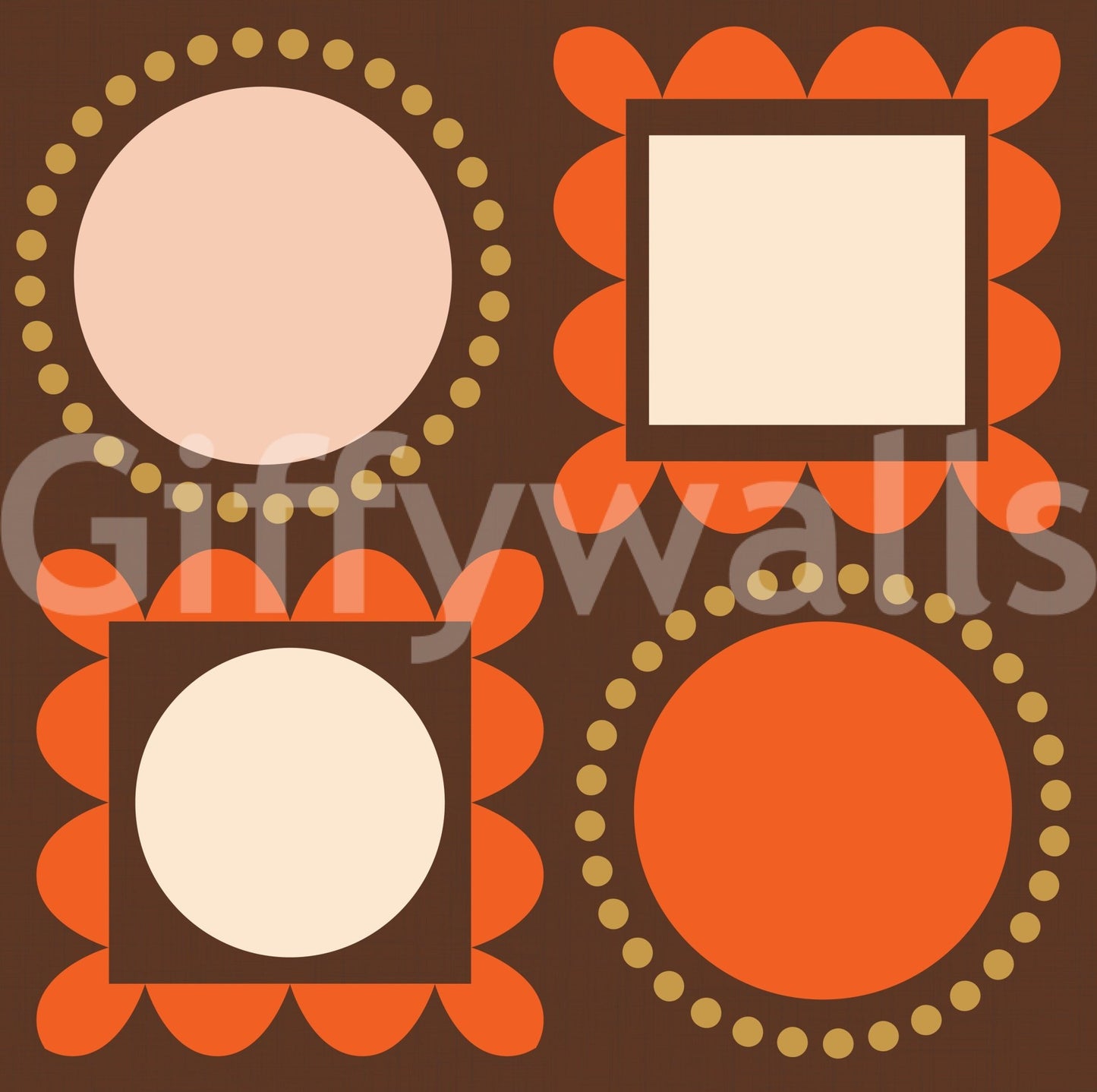 Mid Mod Pictures Frames - Chocolate Ocher Terracotta Wallpaper⁠