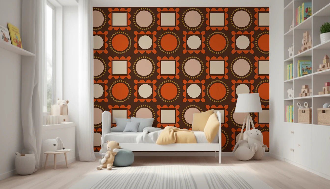 Mid Mod Pictures Frames - Chocolate Ocher Terracotta Wallpaper⁠