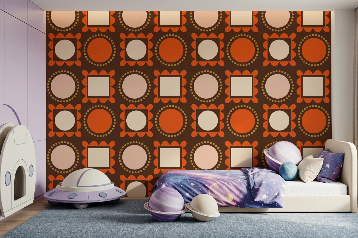 Mid Mod Pictures Frames - Chocolate Ocher Terracotta Wallpaper⁠