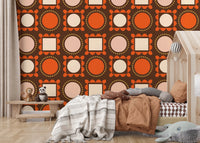 Mid Mod Pictures Frames - Chocolate Ocher Terracotta Wallpaper⁠