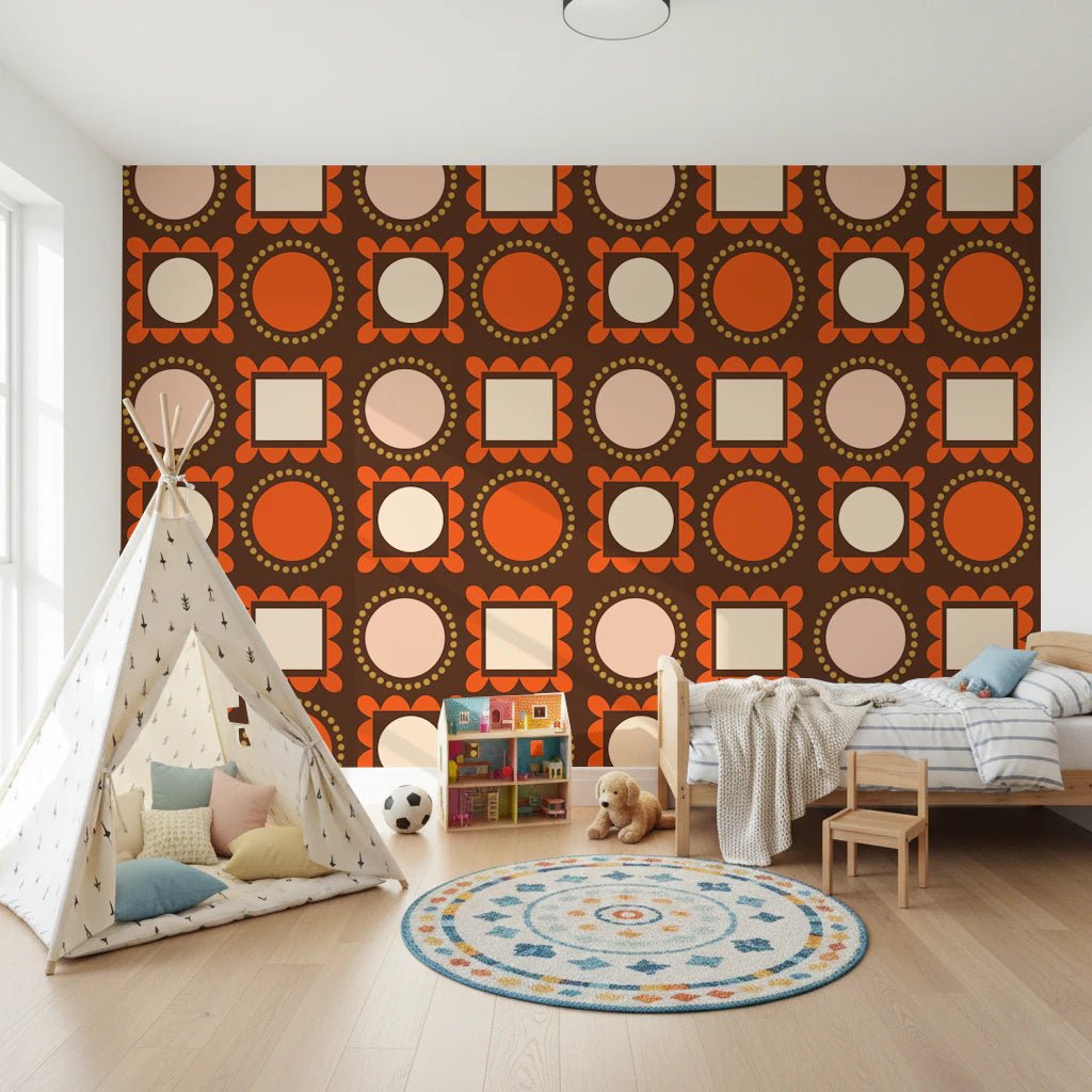Mid Mod Pictures Frames - Chocolate Ocher Terracotta Wallpaper⁠