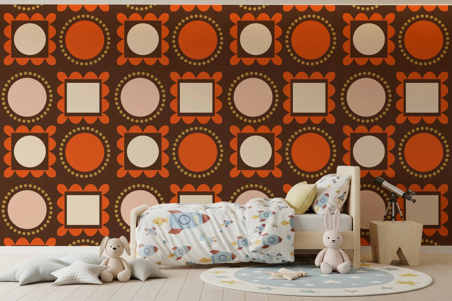 Mid Mod Pictures Frames - Chocolate Ocher Terracotta Wallpaper⁠