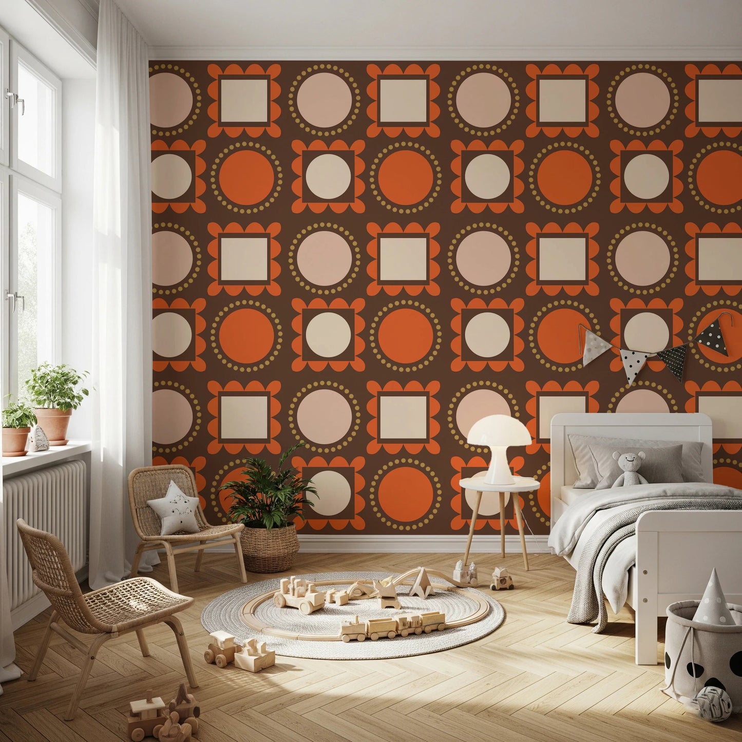 Mid Mod Pictures Frames - Chocolate Ocher Terracotta Wallpaper⁠