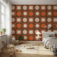Mid Mod Pictures Frames - Chocolate Ocher Terracotta Wallpaper⁠