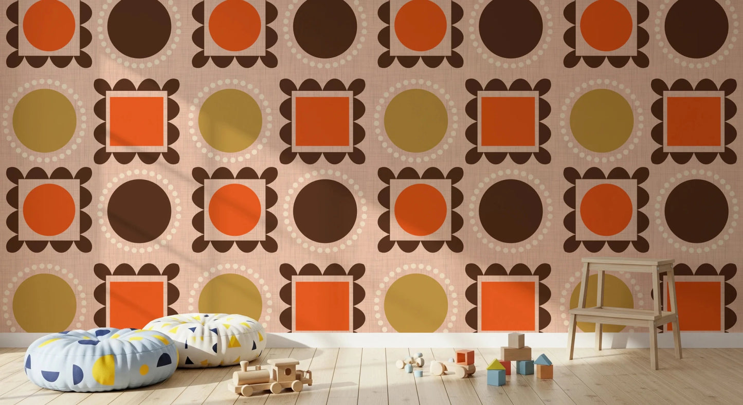 Mid Mod Pictures Frames - Pink Ocher Terracotta Wallpaper⁠