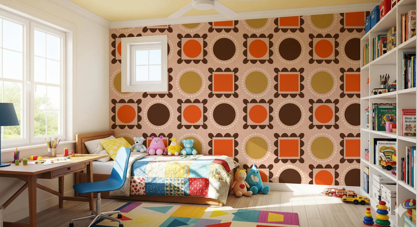 Mid Mod Pictures Frames - Pink Ocher Terracotta Wallpaper⁠