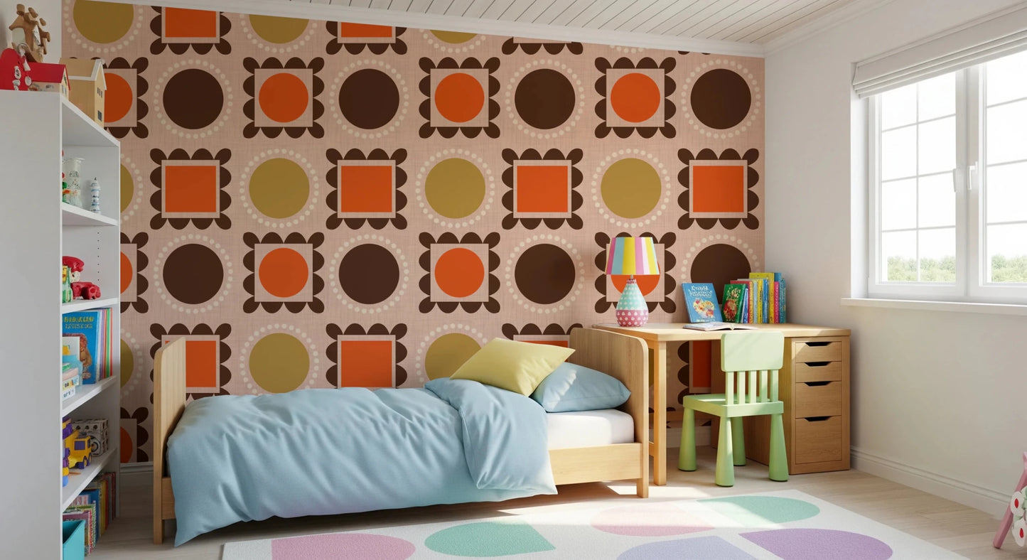 Mid Mod Pictures Frames - Pink Ocher Terracotta Wallpaper⁠