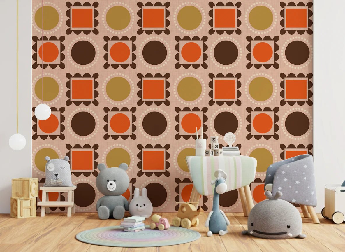 Mid Mod Pictures Frames - Pink Ocher Terracotta Wallpaper⁠