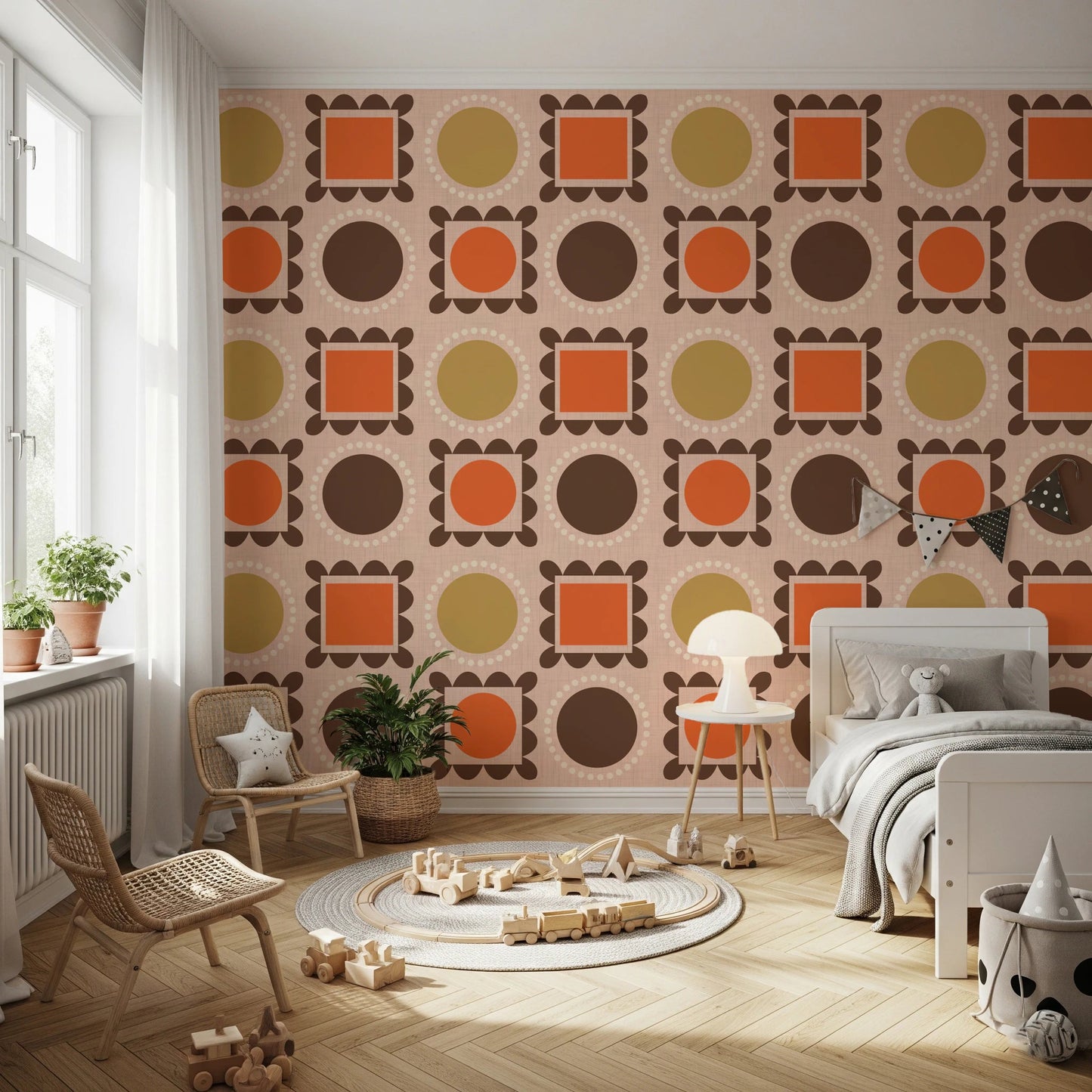 Mid Mod Pictures Frames - Pink Ocher Terracotta Wallpaper⁠