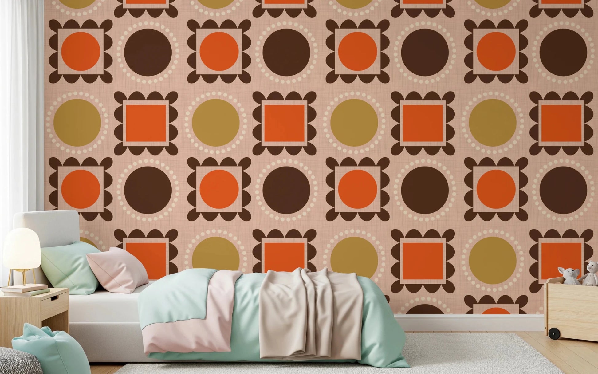 Mid Mod Pictures Frames - Pink Ocher Terracotta Wallpaper⁠