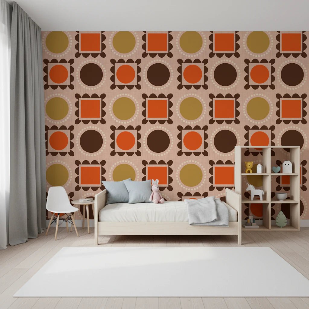 Mid Mod Pictures Frames - Pink Ocher Terracotta Wallpaper⁠