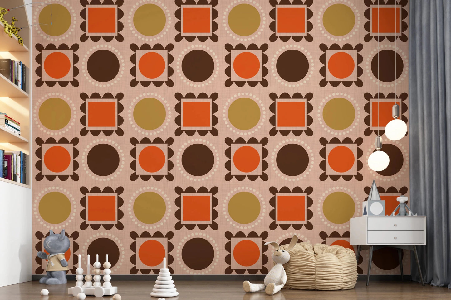 Mid Mod Pictures Frames - Pink Ocher Terracotta Wallpaper⁠