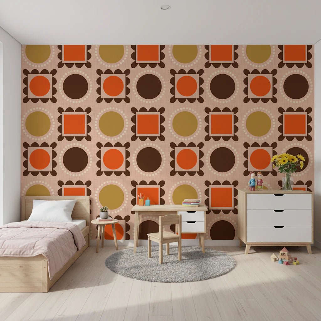 Mid Mod Pictures Frames - Pink Ocher Terracotta Wallpaper⁠