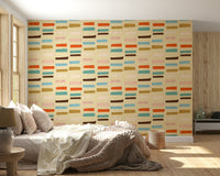 Graphic Mid Mod Stacked Blocks Beige print; excellent choice for a cozy room.
