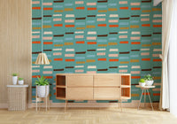 Unique Mid Mod Stacked Blocks Blue pattern; adds sophisticated flair easily.