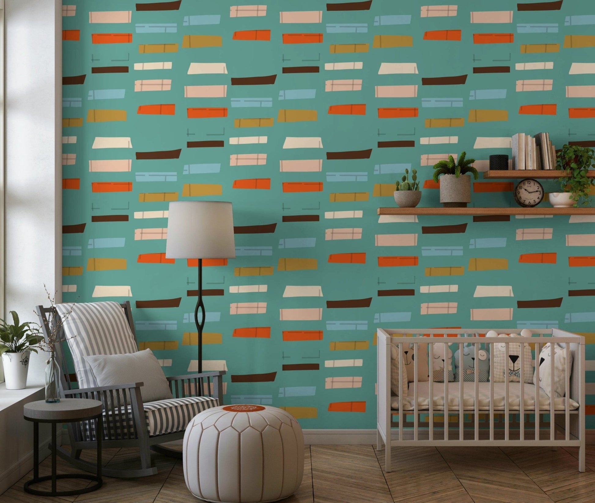 Chic Mid Mod Stacked Blocks Blue piece; brings 1950s atomic age feeling.