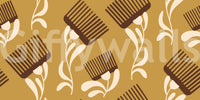 Mid Mod Wildflower Comb - Beige Ocher Wallpaper⁠