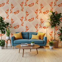 Mid Mod Wildflower Comb - Beige Terracotta Wallpaper⁠