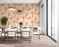 Mid Mod Wildflower Comb - Beige Terracotta Wallpaper⁠
