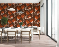 Mid Mod Wildflower Comb - Chocolate Terracotta Wallpaper⁠