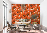 Mid Mod Wildflower Comb - Terracotta Chocolate Wallpaper⁠