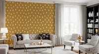 Mid Mod Wildflower Dots - Ocher Beige Wallpaper⁠